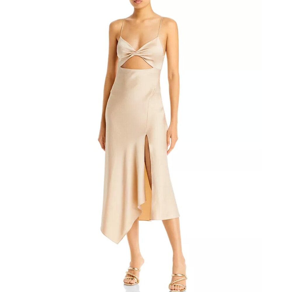 ALICE + OLIVIA Harmony Twist Asymmetric Midi Dress NWT Size 4